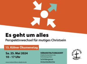 Mehr über den Artikel erfahren Einladung | 15. Kölner Ökumenetag | 25.5.24